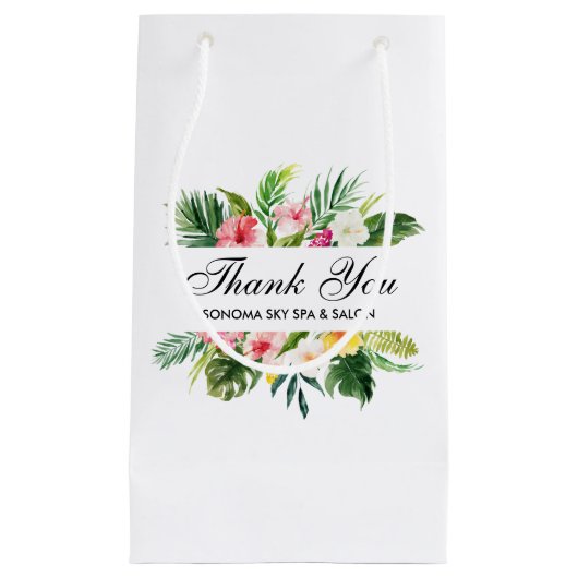 Elegante Waterverf Tropische Bloemen Dank u Klein Cadeauzakje (Voorkant)