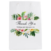 Elegante Waterverf Tropische Bloemen Dank u Medium Cadeauzakje (Voorkant)
