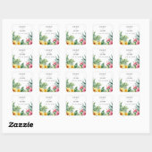 Elegante Waterverf Tropische Bloemen Huwelijksguns Vierkante Sticker (Vel)