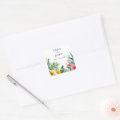 Elegante Waterverf Tropische Bloemen Huwelijksguns Vierkante Sticker (Envelop)