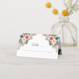 Elegante Waterverf Tropische Bloemenbruiloft Plaatskaartje