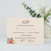 Elegante Waterverf Tropische bruiloft RSVP Kaartje (Staand voorkant)