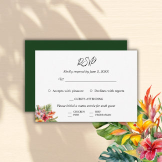 Elegante Waterverf Tropische bruiloft RSVP Kaartje