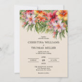 Elegante Waterverf Tropische bruiloft uitnodiging (Voorkant)