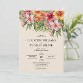 Elegante Waterverf Tropische bruiloft uitnodiging (Staand voorkant)