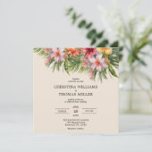 Elegante Waterverf Tropische bruiloft uitnodiging (Staand voorkant)