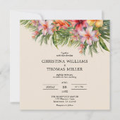 Elegante Waterverf Tropische bruiloft uitnodiging (Voorkant)