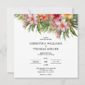Elegante Waterverf Tropische bruiloft uitnodiging (Voorkant)