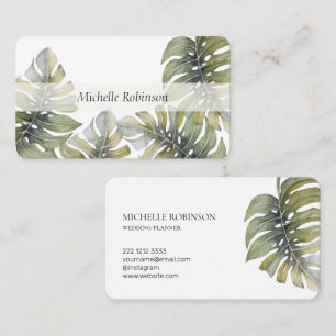 Elegante Waterverf Tropische Monstera Professionee Visitekaartje