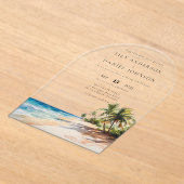 Elegante Waterverf Tropische Strand Wedding Arch Acryl Uitnodigingen (Laagn)