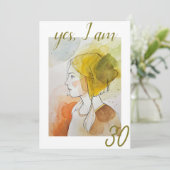 Elegante Waterverf Trotse Dame 30e Verjaardag Kaart (Staand voorkant)