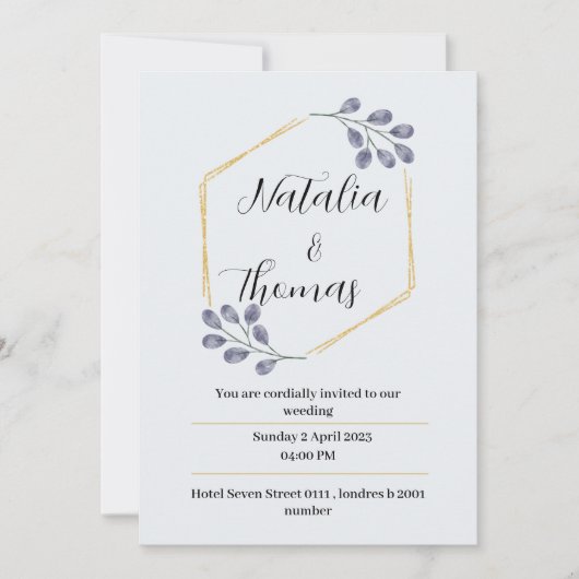 Elegante waterverf trouwkaart uitnodiging (Voorkant)