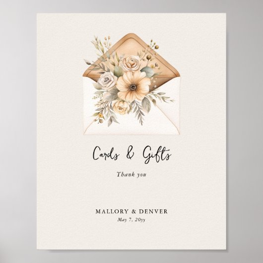 Elegante  Waterverf trouwkaarten en geschenken Poster (Voorkant)