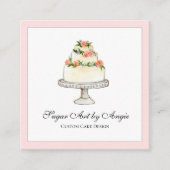 Elegante Waterverf Trouwtaart bakkerij plein Vierkante Visitekaartje (Voorkant)
