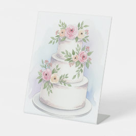 Elegante Waterverf Trouwtaart Tafelblad Teken Reclamebord Met Voetstuk