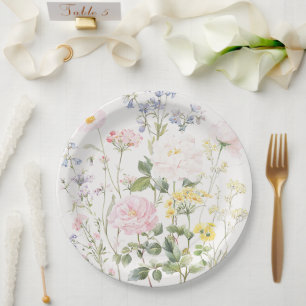 Elegante waterverf tuin bloemige bruiloft papieren bordje