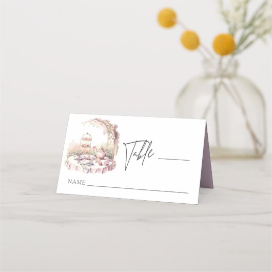 Elegante waterverf Tuin Bruiloft Plaatskaartje (Voorkant)