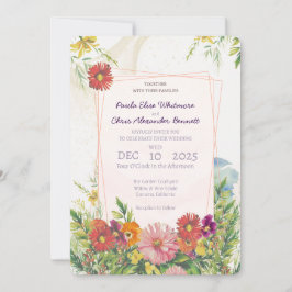 Elegante Waterverf Tuin Bruiloft Wildbloemen Kaart