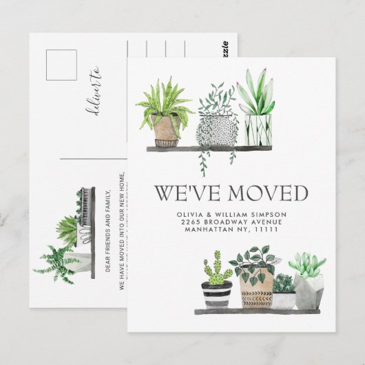 Elegante Waterverf Tuin Grow Bewegende Aankondigin Briefkaart (Voorkant / Achterkant)