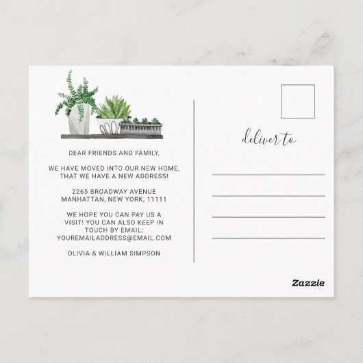 Elegante Waterverf Tuin Grow Bewegende Aankondigin Briefkaart (Achterkant)
