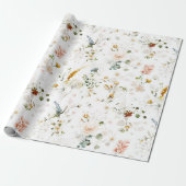 Elegante Waterverf Tuin met Wilde Bloemen Cadeaupapier (Uitgerold)