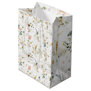 Elegante Waterverf Tuin met Wilde Bloemen   Medium Cadeauzakje
