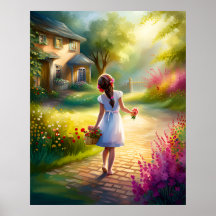 Elegante Waterverf Tuin van Dromen AI Schilderij