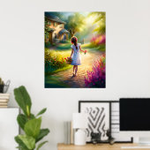 Elegante Waterverf Tuin van Dromen AI Schilderij Poster (Thuiskantoor)