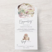 Elegante waterverf tuin verlovingsfeest all in one uitnodiging (Binnen)