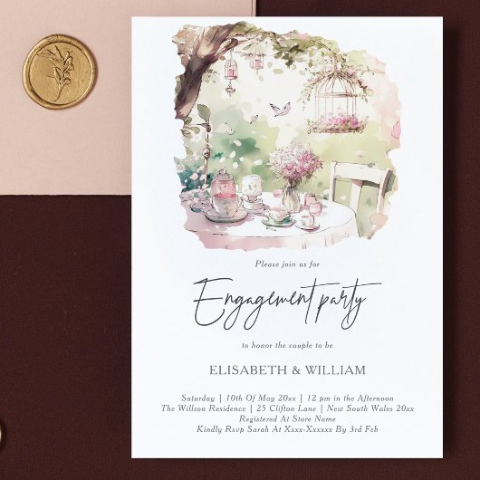 Elegante waterverf Tuin Verlovingsfeest Kaart