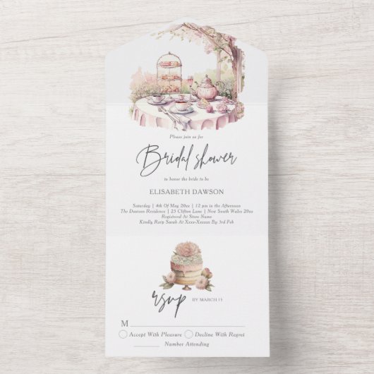 Elegante waterverf Tuin Vrijgezellenfeest RSVP All In One Uitnodiging (Binnen)