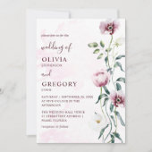Elegante Waterverf tuinbloemen Bruiloft Kaart (Voorkant)