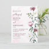 Elegante Waterverf tuinbloemen Bruiloft Kaart (Staand voorkant)