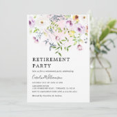 Elegante Waterverf tuinbloemen Pensioenfeest Kaart (Staand voorkant)