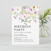 Elegante Waterverf tuinbloemen Verjaardagsfeest Kaart (Staand voorkant)