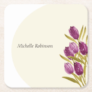 Elegante waterverf tulp bloemen kartonnen onderzetters