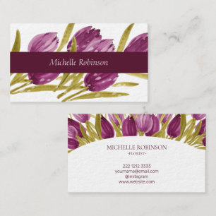Elegante waterverf tulp bloemen professioneel visitekaartje