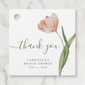 Elegante waterverf tulp groene bruidsdouche bedankjes labels (Voorkant)
