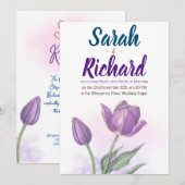 Elegante Waterverf Tulp Huwelijksuitnodiging Kaart (Voorkant / Achterkant)