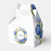 Elegante Waterverf Tulp krans bruiloft blauw ivoor Bedankdoosjes (Achterkant)