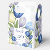 Elegante Waterverf Tulp krans bruiloft blauw ivoor Bedankdoosjes (Geopend)