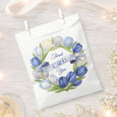 Elegante Waterverf Tulp krans bruiloft blauw ivoor Bedankzakje (Geknipt)