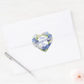 Elegante Waterverf Tulp krans bruiloft blauw ivoor Hart Sticker (Envelop)