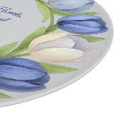 Elegante Waterverf Tulp krans bruiloft blauw ivoor Snijplank (Hoek)