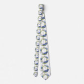 Elegante Waterverf Tulp krans bruiloft blauw ivoor Stropdas (Achterkant)