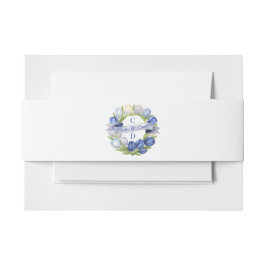 Elegante Waterverf Tulp krans bruiloft blauw ivoor Uitnodigingen Wikkel