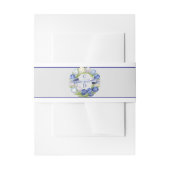 Elegante Waterverf Tulp krans bruiloft blauw ivoor Uitnodigingen Wikkel (Voorkant Voorbeeld)