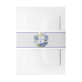 Elegante Waterverf Tulp krans bruiloft blauw ivoor Uitnodigingen Wikkel