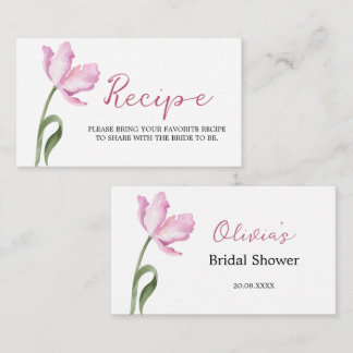 Elegante Waterverf Tulpen Bruidsuitnodiging Recept Informatiekaartje
