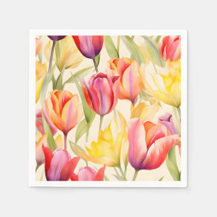 Elegante Waterverf Tulpen Servet
